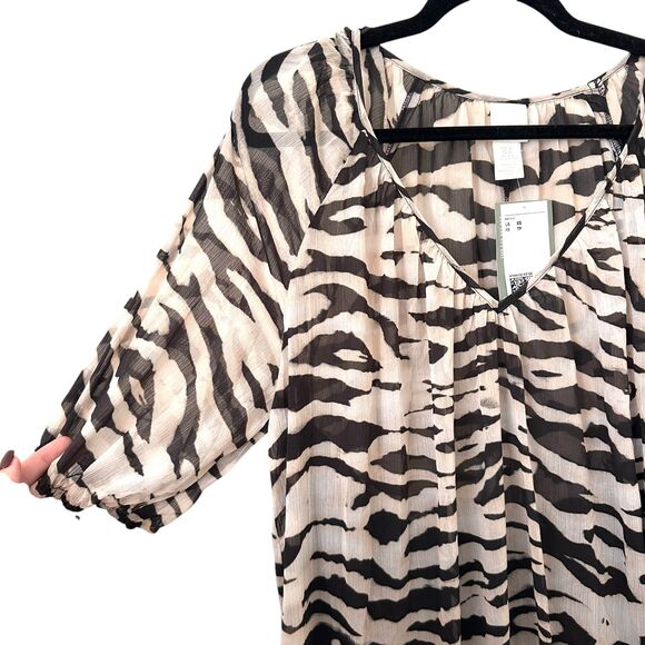 H&M Zebra Print Chiffon Midi Dress NWT XS - Picture 7 of 8